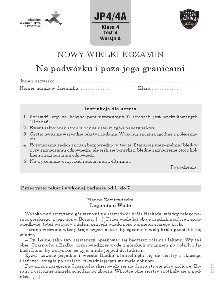 Test Klasa 4 Wśród Znajomych I Przyjaciół
