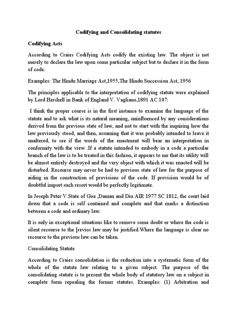 Codifying and Consolidating Statutes Codifying Acts PDF