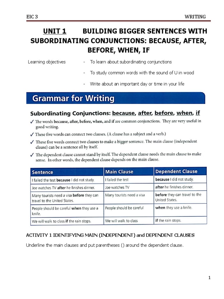 Writing - EIC 3 | PDF | Grammatical Number | Subject (Grammar)