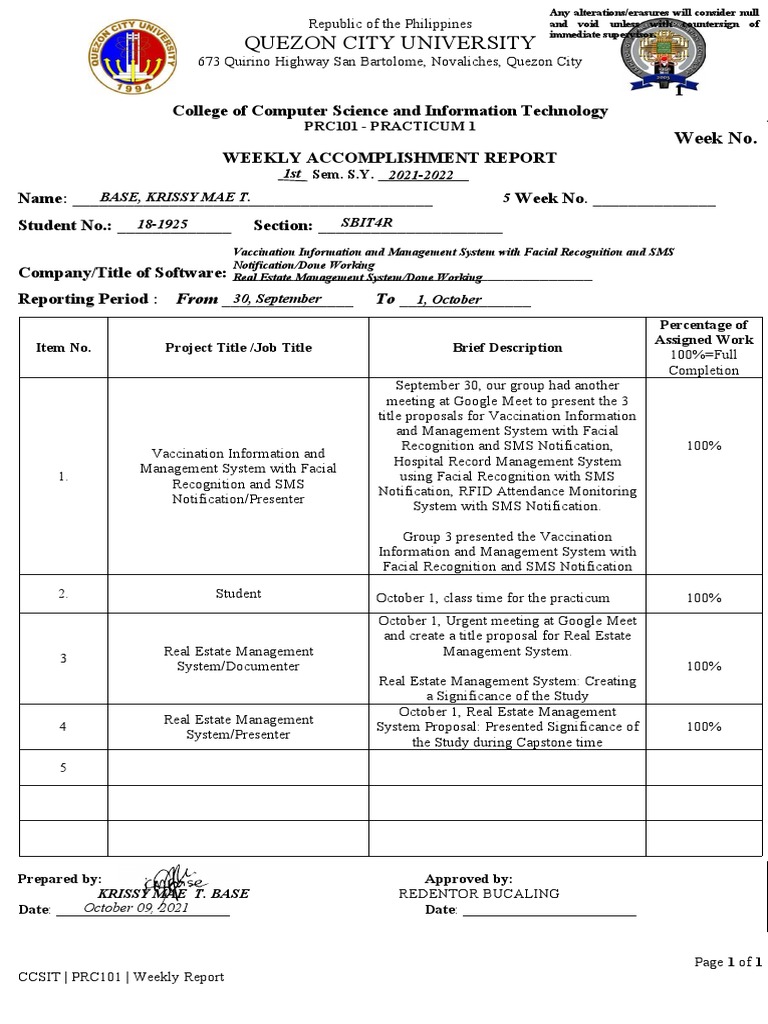 Weekly Practicum Report - CCSIT | PDF | Information Technology ...