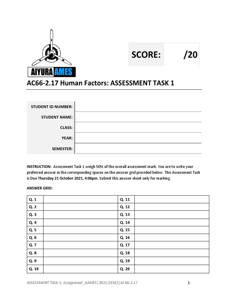 Human Factors Assessment Task 1 Guide | PDF | Stress (Biology) | Human ...