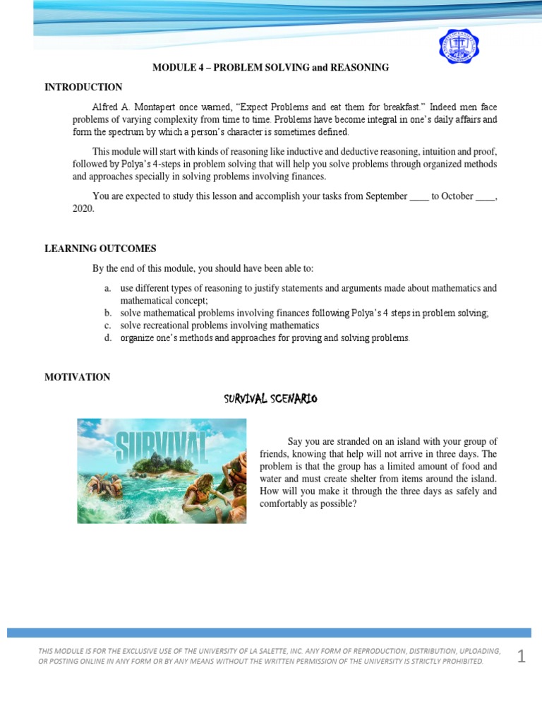 Module 4 Lesson 1 | PDF | Deductive Reasoning | Reason