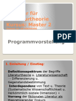 Seminar Für Literaturtheorie.programmvorstellung