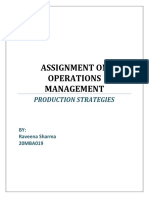 Assignment On Operations Management: Production Strategies