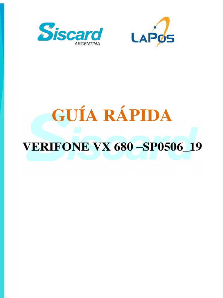 Guía Rápida Verifone VX 680 | PDF | Cupón | Tarjeta de débito