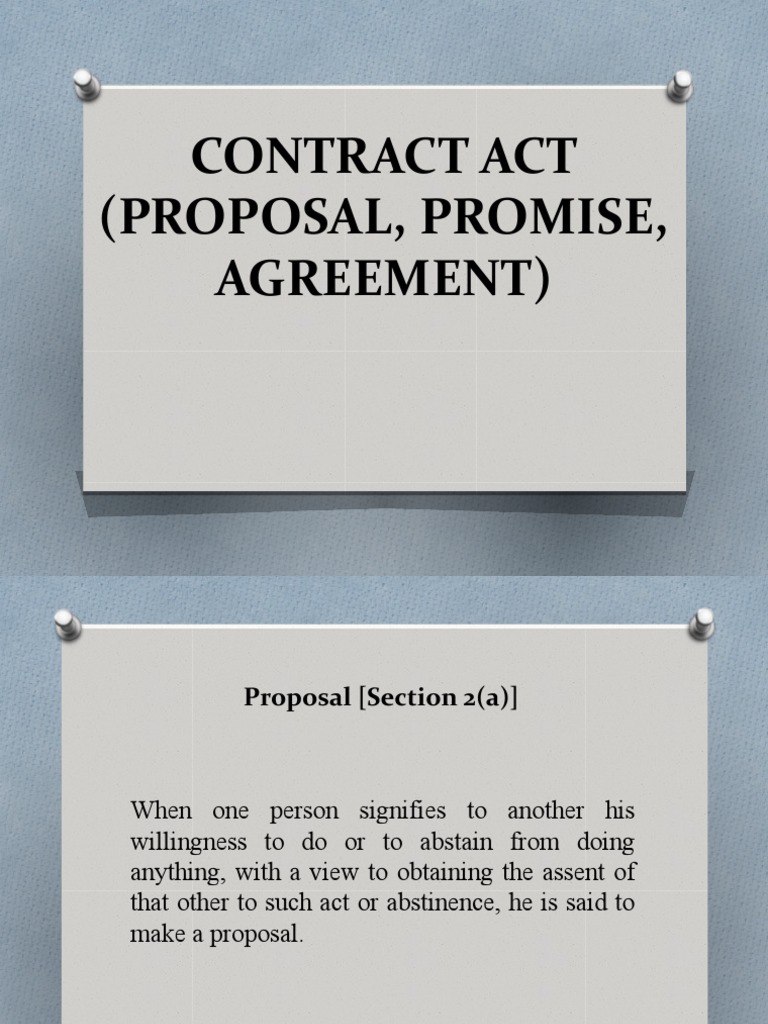 Contract Act (Proposal, Promise, Agreement | PDF | Law