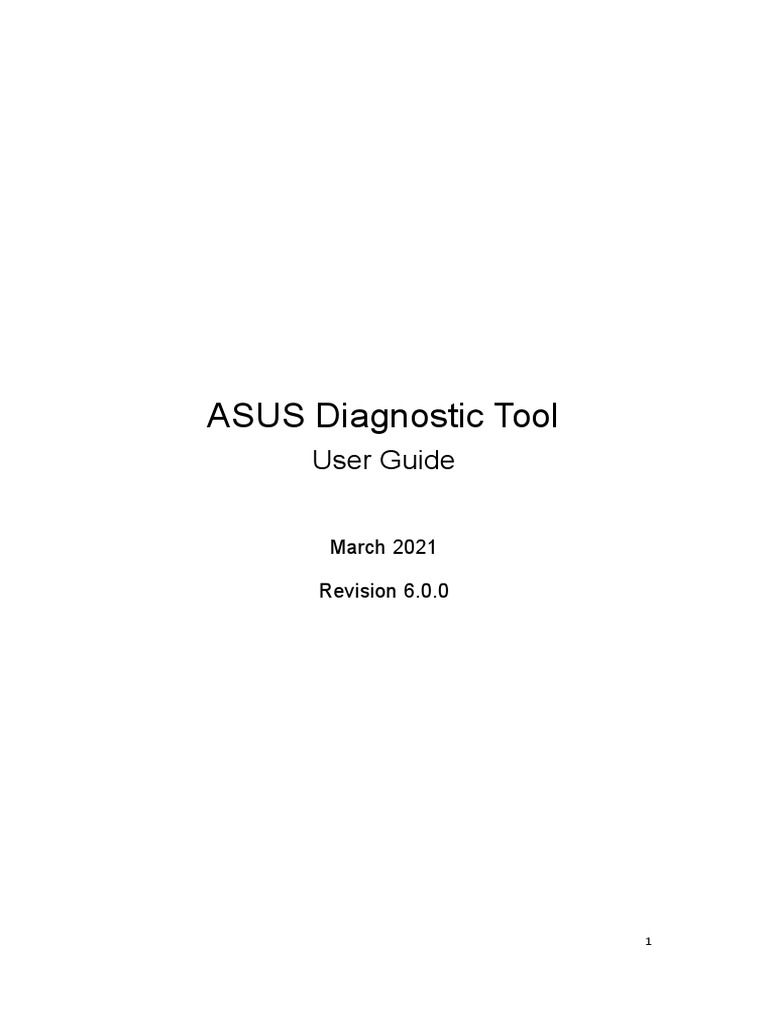 ASUS Diagnostic Tool User Guide V6.0.0 EN PDF Solid State Drive