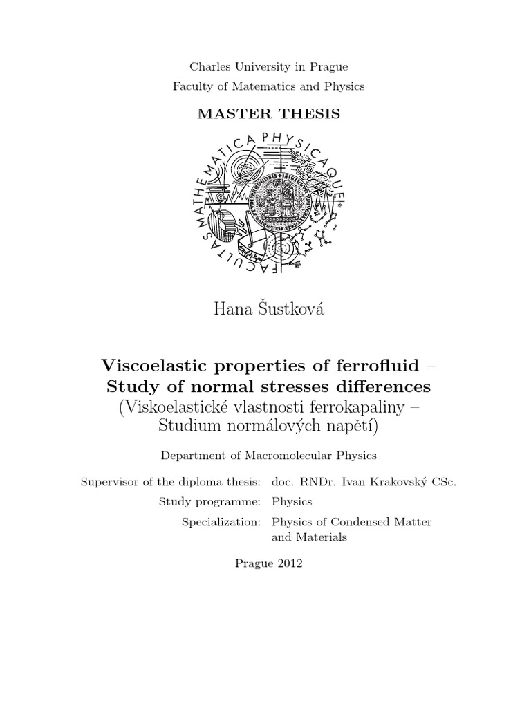 Hana Sustkova Viscoelastic Properties Of Ferroﬂuid Study Of Normal Stresses Differences Pdf Shear Stress Viscosity