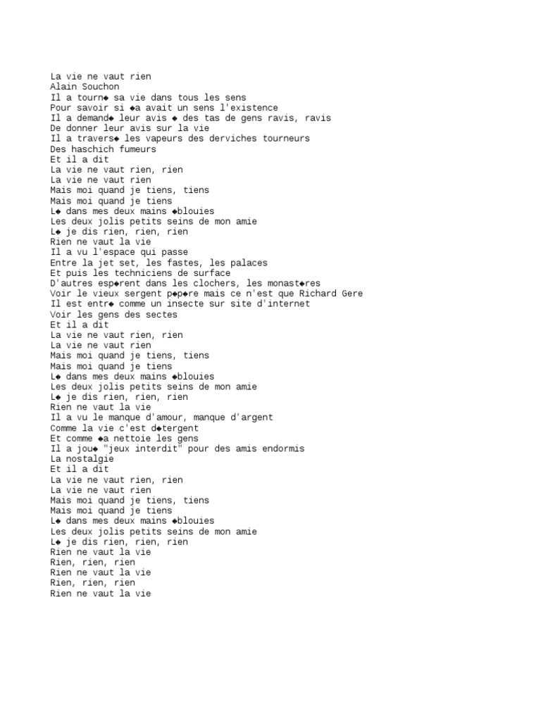 La Vie Ne Vaut Rien Ukulele Alain Souchon - La Vie Ne Vaut Rien | PDF | Chansons | Musique enregistrée