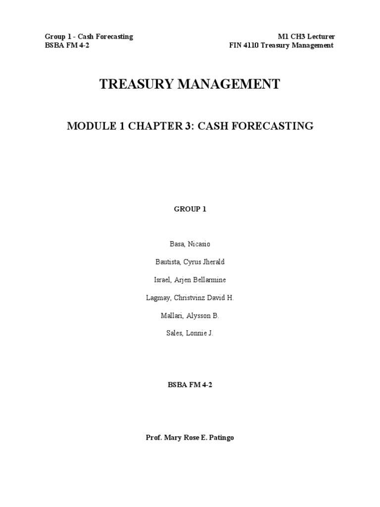 Treasury Management: Module 1 Chapter 3: Cash Forecasting | PDF ...
