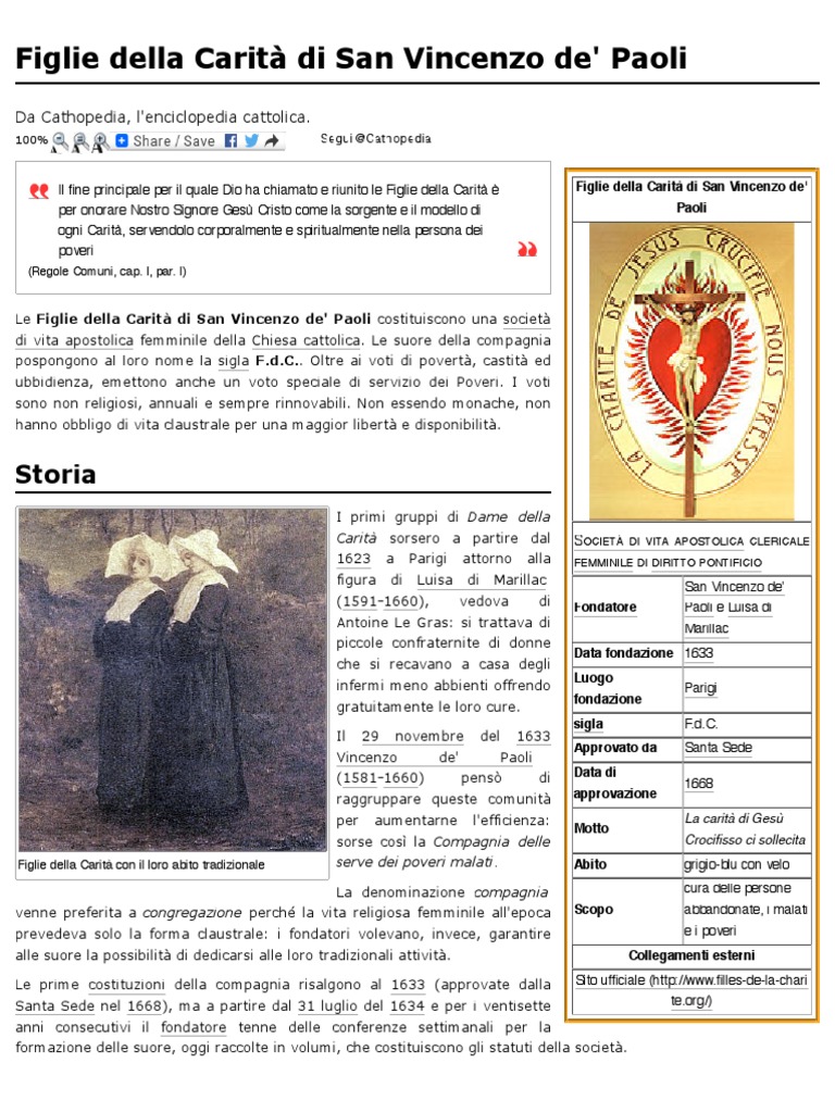 Figlie Della Carità Di San Vincenzo De Paoli Figlie Della Carità Di San Vincenzo De' Paoli | PDF