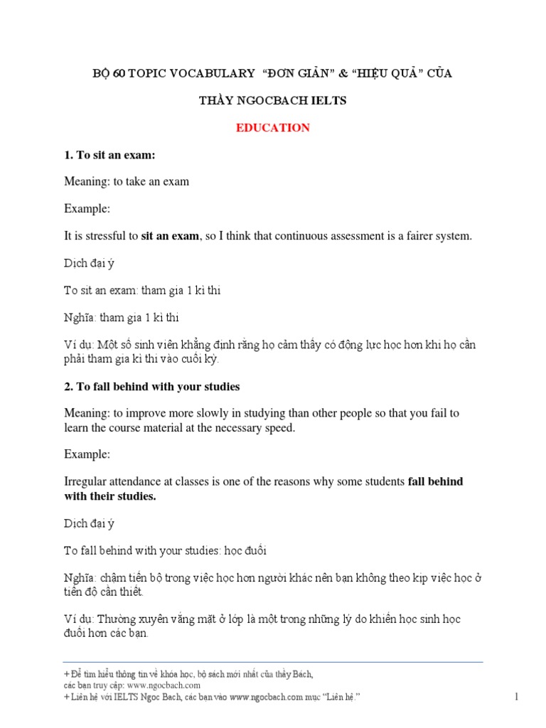 Vocab by Topic - Ngoc Bach | PDF