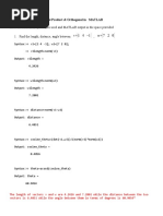 Enter The MATLAB Syntax You Used and MATLAB Output in The Space Provided 1. Find The Length, Distance, Angle Between