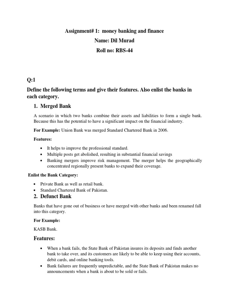 Money Banking and Finance PDF Banks Deposit Account