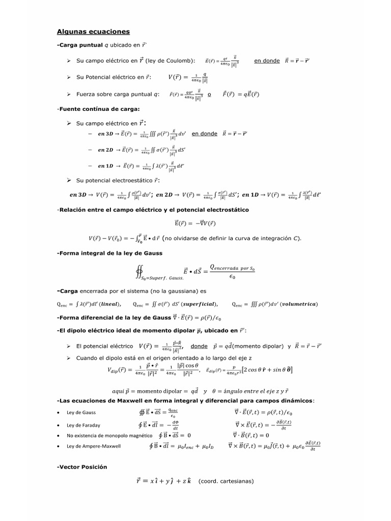 Electricidad y Magnetismo - Formulario - 2 | PDF