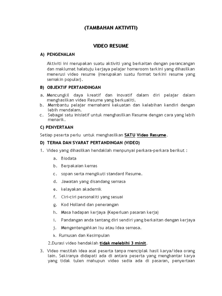 Video Resume | PDF | Bisnis