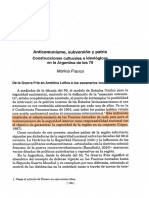 Anticomunismo, Subversión y Patria. Franco en Benedetta Calandra - Marina Franco - La Guerra Fría Cu