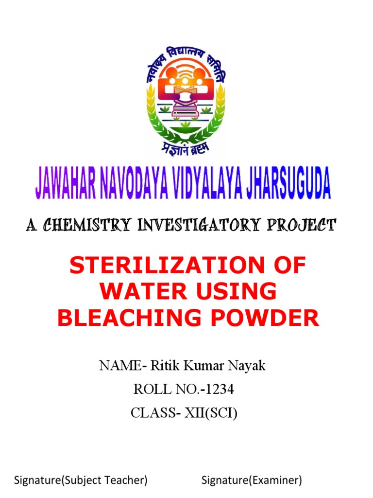 Sterilization of Water Using Bleaching Powder NAMERitik Kumar Nayak