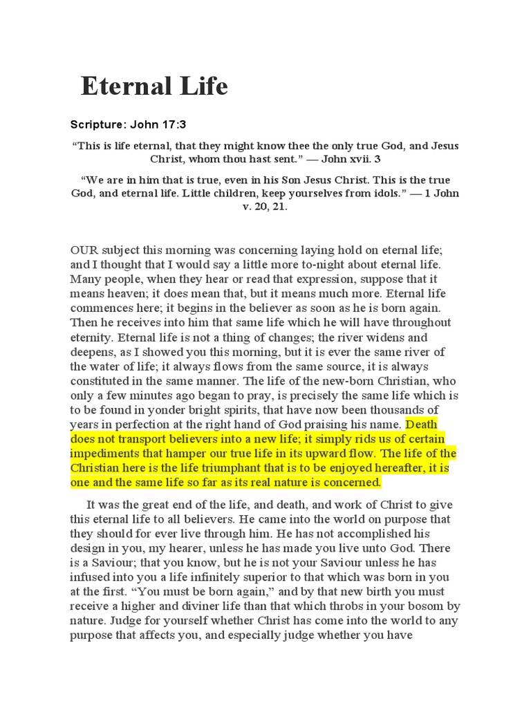 John 17 3 Eternal Life - Charles Spurgeon | PDF | Eternal Life ...
