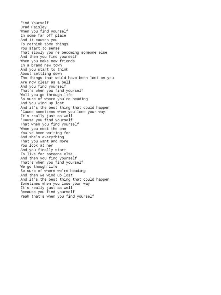 Brad paisley find yourself pdf
