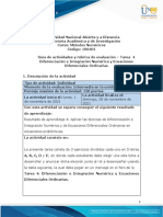 Guía de Actividades y Rúbrica de Evaluación - Unidad 3 - Tarea 4 - Diferenciación e Integración Numérica y Ecuaciones Diferenciales Ordinarias