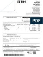 Resumo da conta TIM com detalhes de plano, serviços, impostos e débito automático