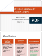 Peroperative Complications of Cataract Surgery: Jaidev Vishwa 3 Year Supplementary Roll No 11