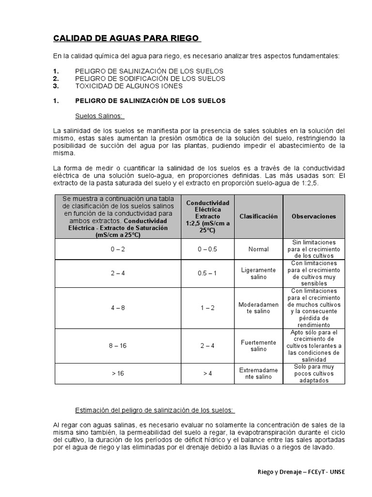 Calidad de Aguas para Riego | PDF | Riego | Agua