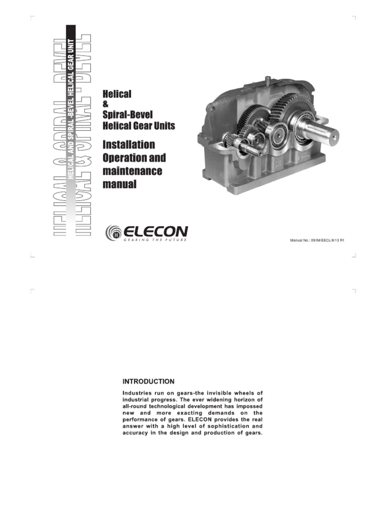 Elecon Helical Bevel Helical Gear Units Manual PDF Screw Gear