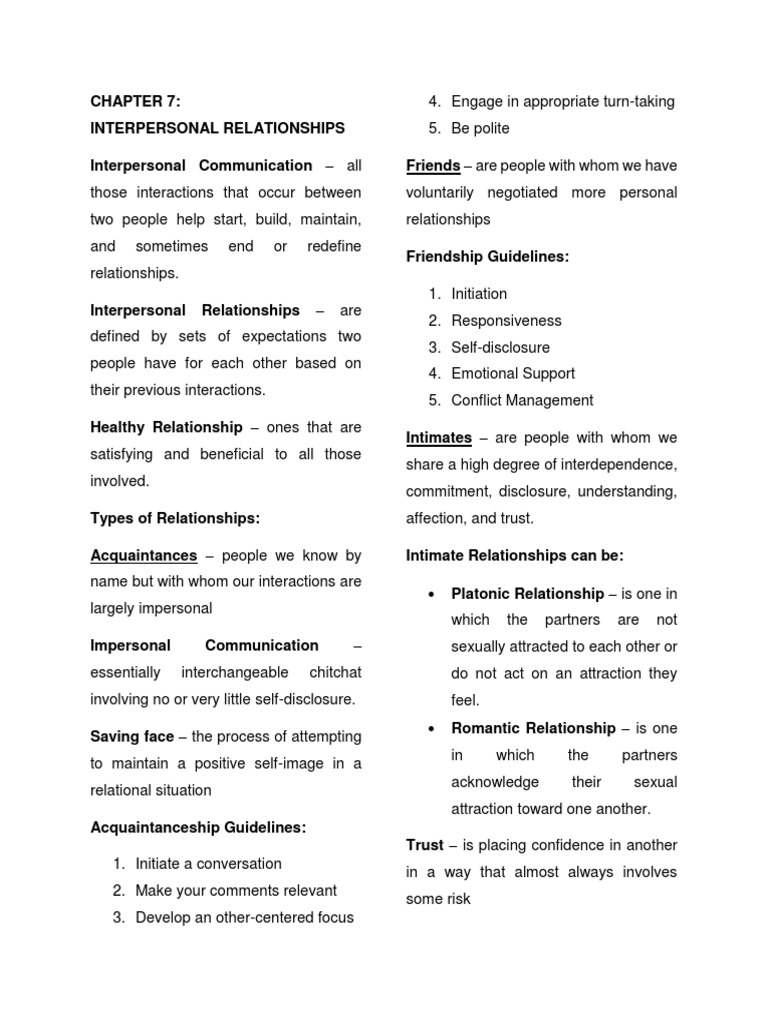 Chapter 7 Interpersonal Relationships Pdf Interpersonal Relationships Intimate Relationships