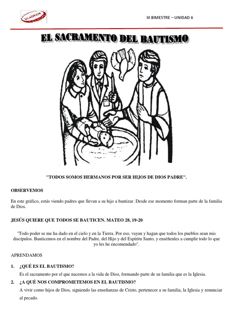 El Sacramento Del Bautismo El Sacramento Del Bautismo: Significado Y