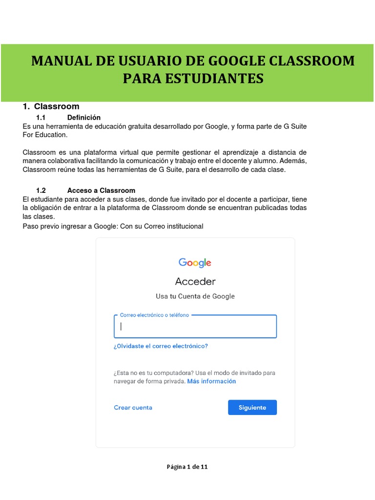 Definición y Uso de Google Classroom | PDF | Informática | Software