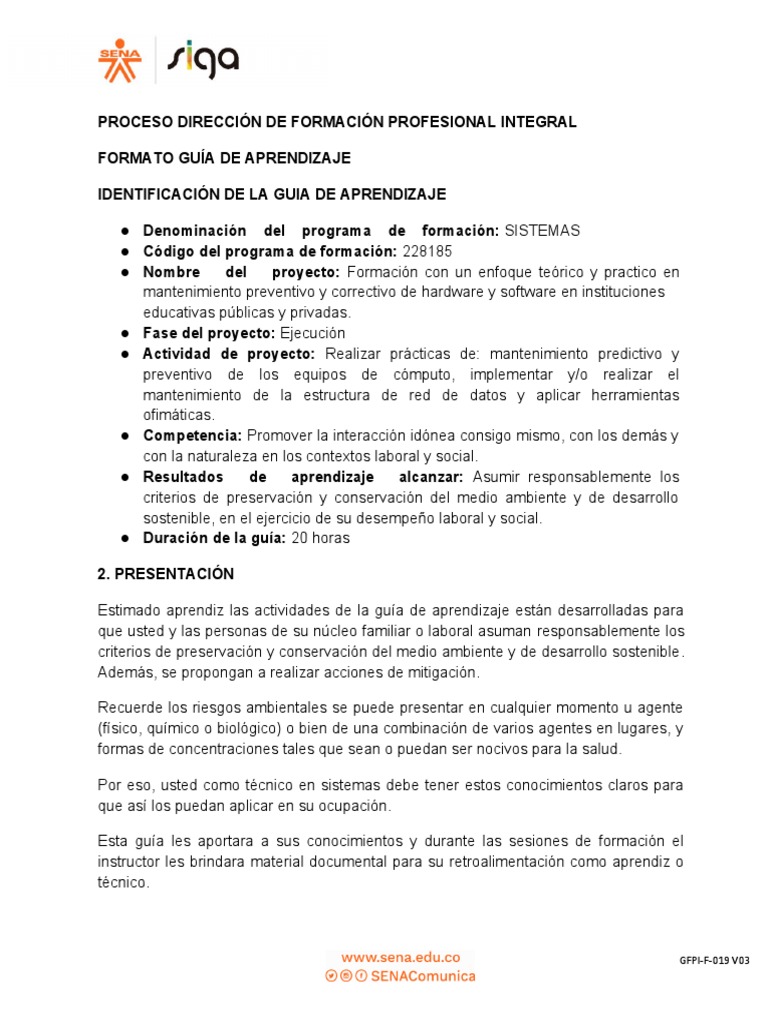 Guía de Aprendizaje en Sistemas y Medio Ambiente | PDF | Aprendizaje ...