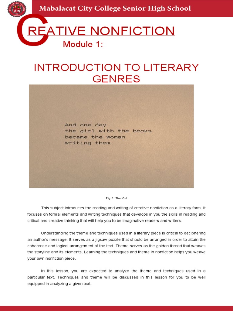 Creative Non Fiction Module 1 Pdf Creative Nonfiction Writers