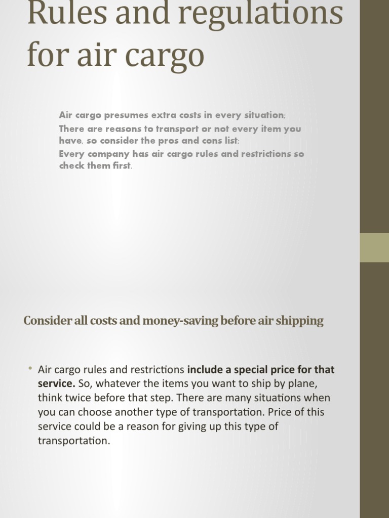 Standard Air Cargo Rules and Restrictions A Comprehensive Guide to