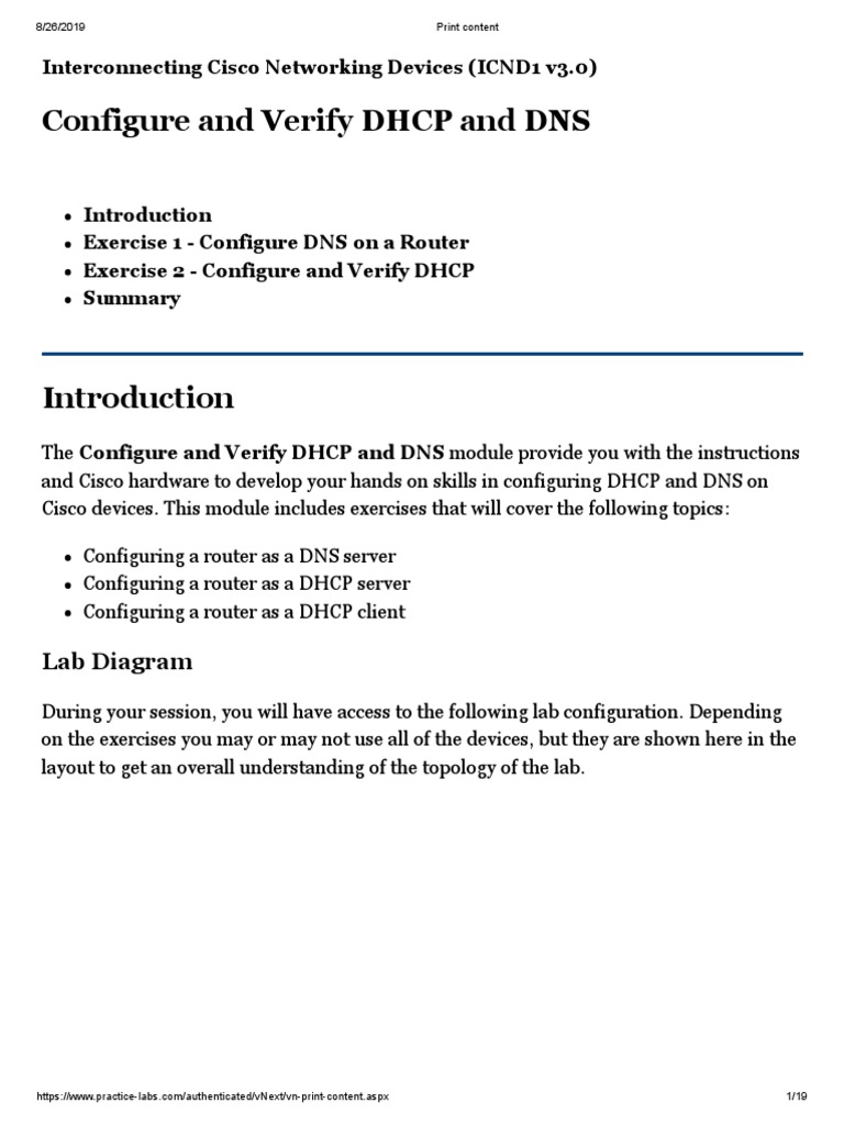 Configure and Verify DHCP and DNS | PDF | Domain Name System | Ip Address
