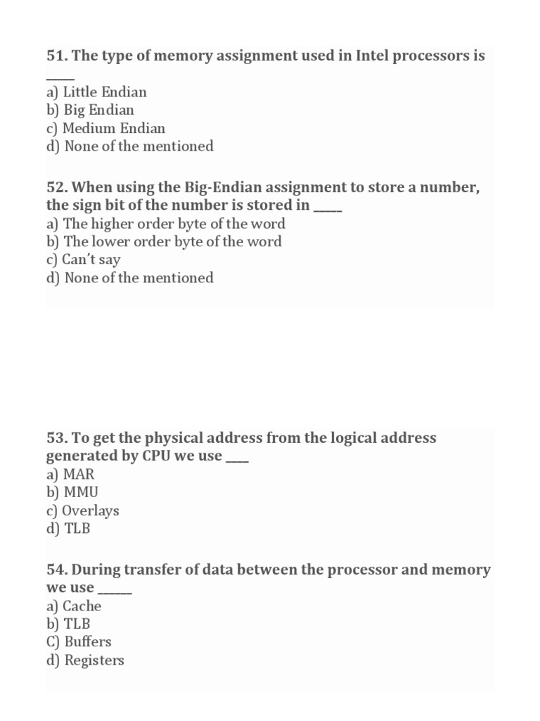 the type of memory assignment used in intel processors is