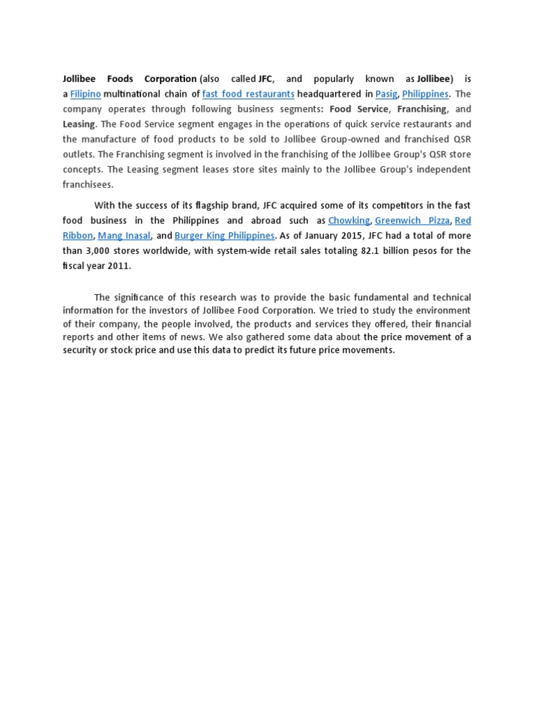 Filipino Fast Food Restaurants Pasig Philippines | PDF