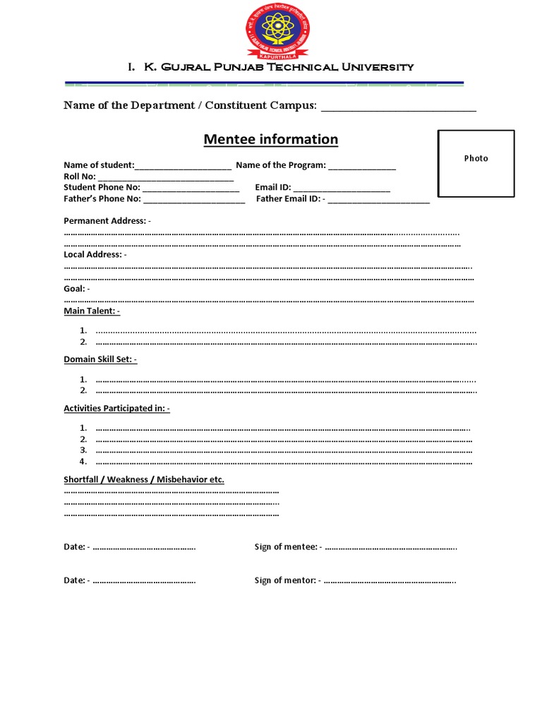 Mentee Information Form | PDF | Career & Growth