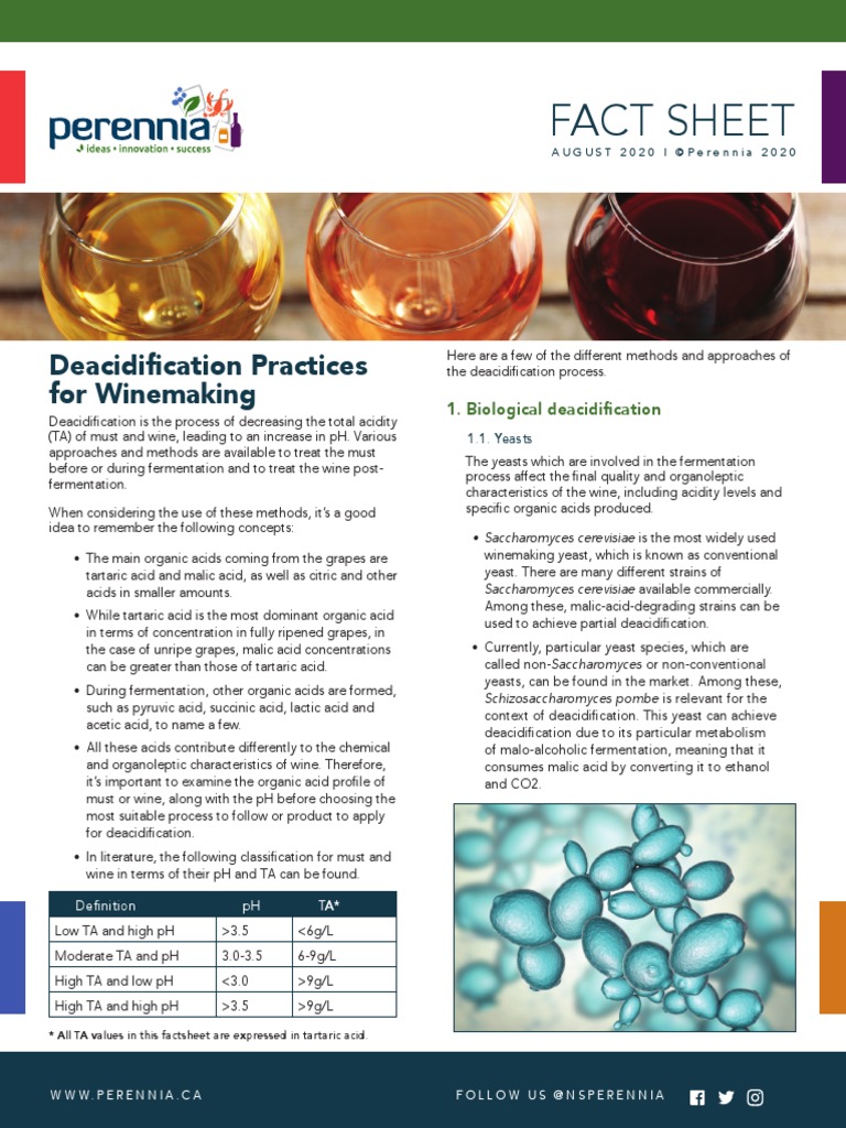 Fact Sheet Deacidification Practices For Winemaking PDF Winemaking