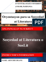 1) Ang Sosyedad at Panitikan