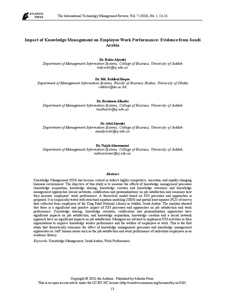 Impact of Knowledge Management On Employee Work Pe | PDF | Knowledge ...
