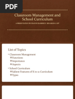 Classroom Management and School Curriculum