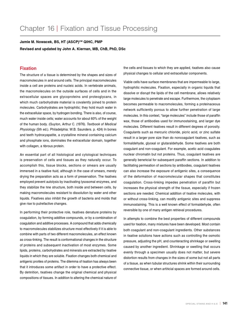 Fixation and Tissue Processing | PDF | Fixation (Histology) | Histology