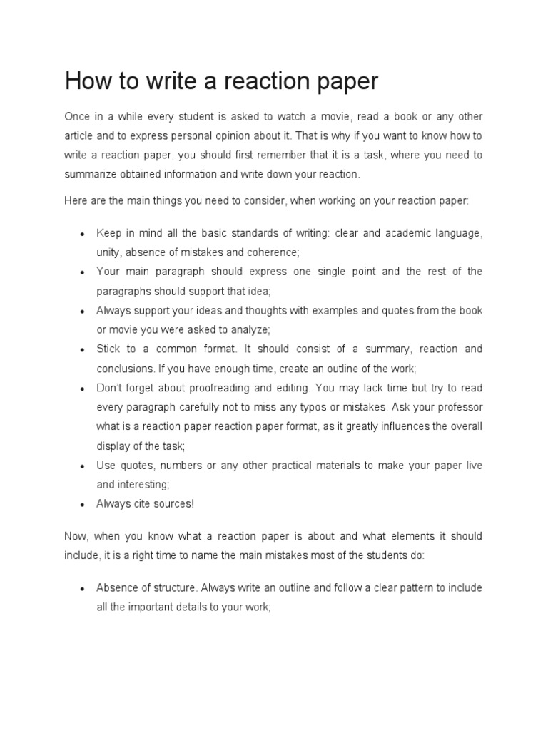 How to Write a Reaction Paper Guide | PDF | Books | Communication