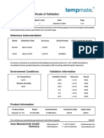 Tempmate: Manufacturer's Certificate of Validation