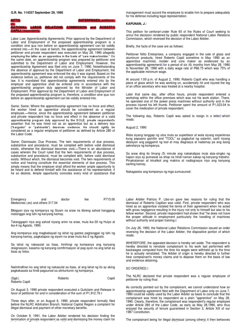 An Analysis of an Illegal Dismissal Case Involving an Invalid