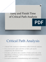 Early and Finish Time of Critical Path Analysis