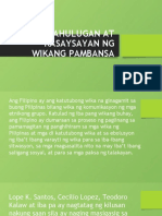 Kahulugan at Kasaysayan NG Wikang Pambansa