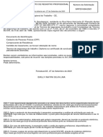 Requerimento de registro profissional de técnico em segurança do trabalho